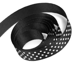 Black / White Dots - El Darado Swiss Dot Ribbon - 5/8" x 100 Yards