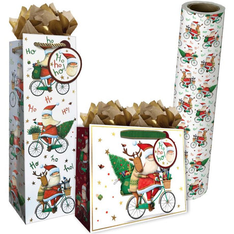 Santa Bicycle Gift Bags & Wrapping Paper