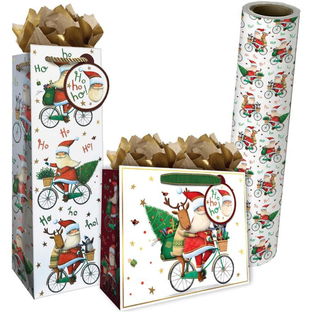 Santa Bicycle Gift Bags & Wrapping Paper