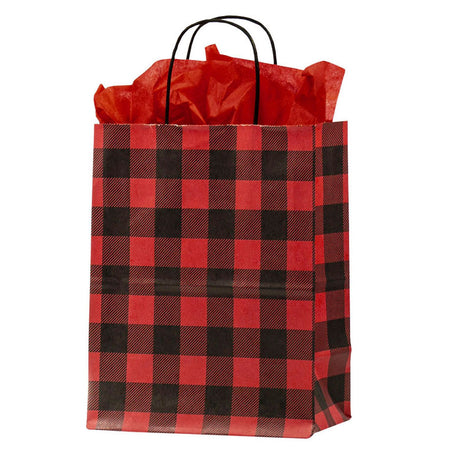 Red Buffalo Plaid - Shopping Bag - 8 x 4-3/4 x 10-1/4"