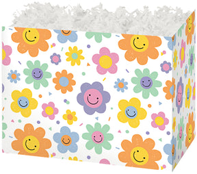 Smiley Flowers - Basket Box - 10-1/4 x 6 x 7-1/2"