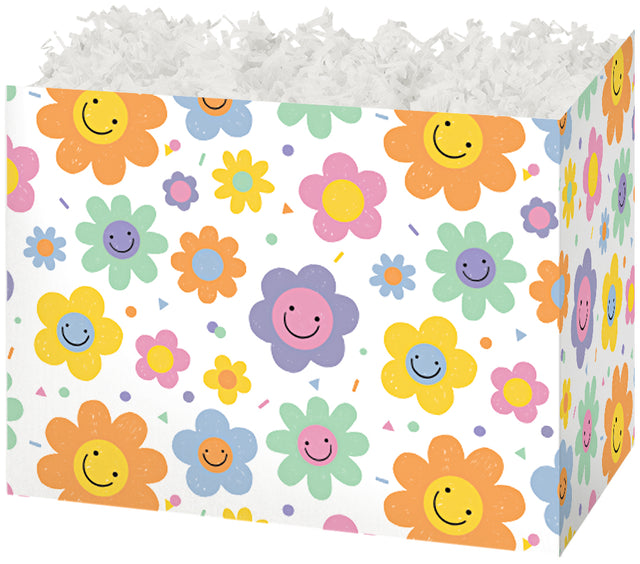 Smiley Flowers - Basket Box - 10-1/4 x 6 x 7-1/2"