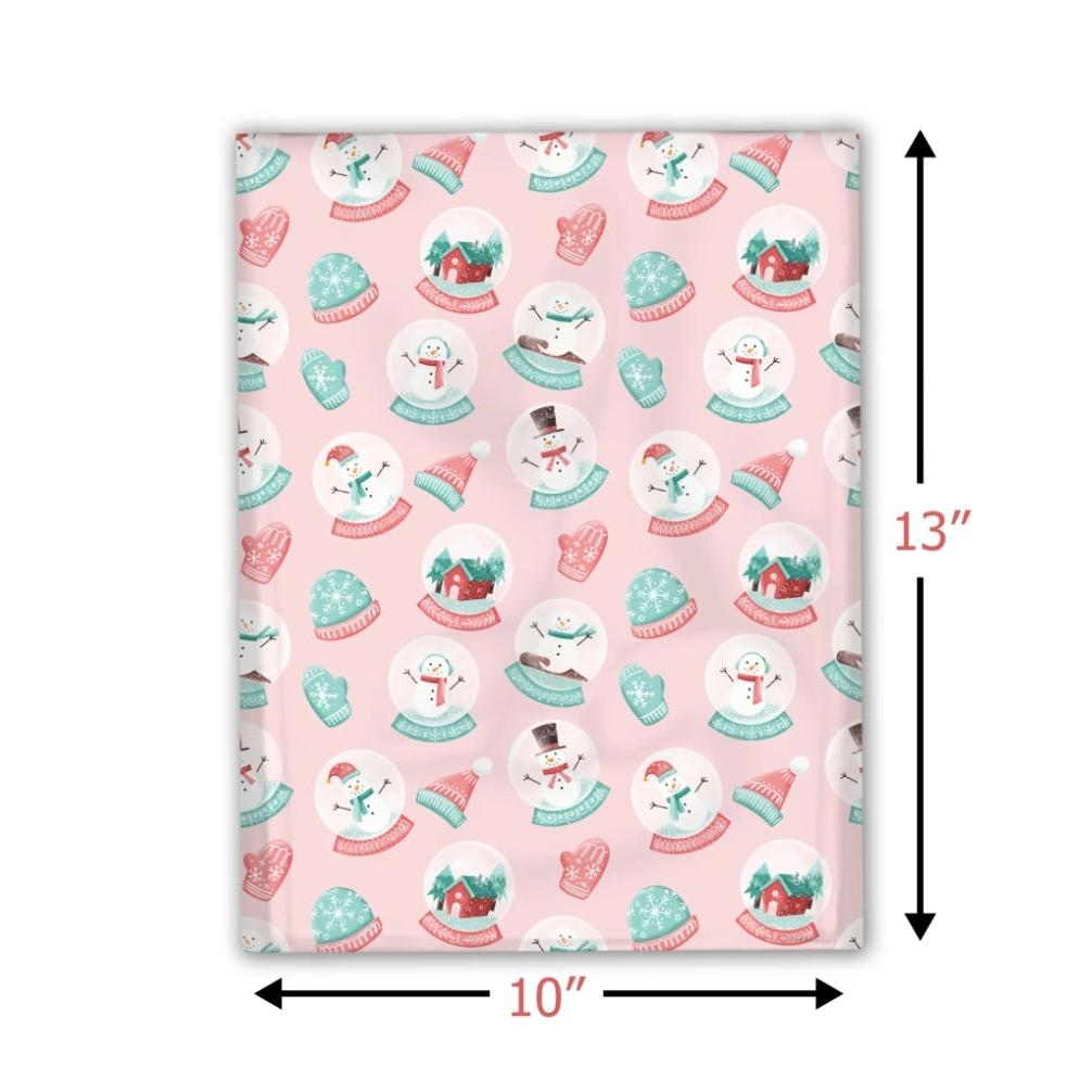 Snow Globe Poly Mailers Size 10x13 Christmas Shipping Bags