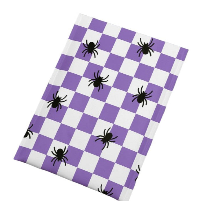 Spider Halloween Poly Mailers Size 10x13 Purple Check Shipping Bags
