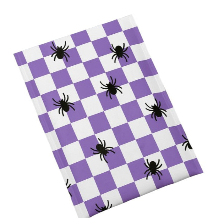 Spider Halloween Poly Mailers Size 10x13 Purple Check Shipping Bags