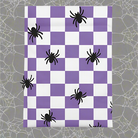 Spider Halloween Poly Mailers Size 10x13 Purple Check Shipping Bags