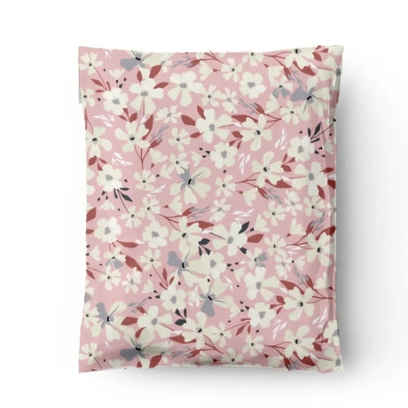 Spring Pink White Flower Poly Mailers Size 7.5x10.5 Shipping Bags