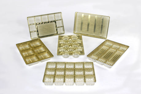 Gold - Candy Tray - (1/2 lb & 1 lb) 8-1/8 x 5-1/4"  (Use two trays for 1 lb box)