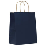 Matte Kraft Navy - Matte Shopping Bags - 8 x 4-3/4 x 10-3/8"