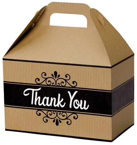 Thank You Kraft Stripes - Gable Box - 8-1/2 x 5 x 5-1/2"