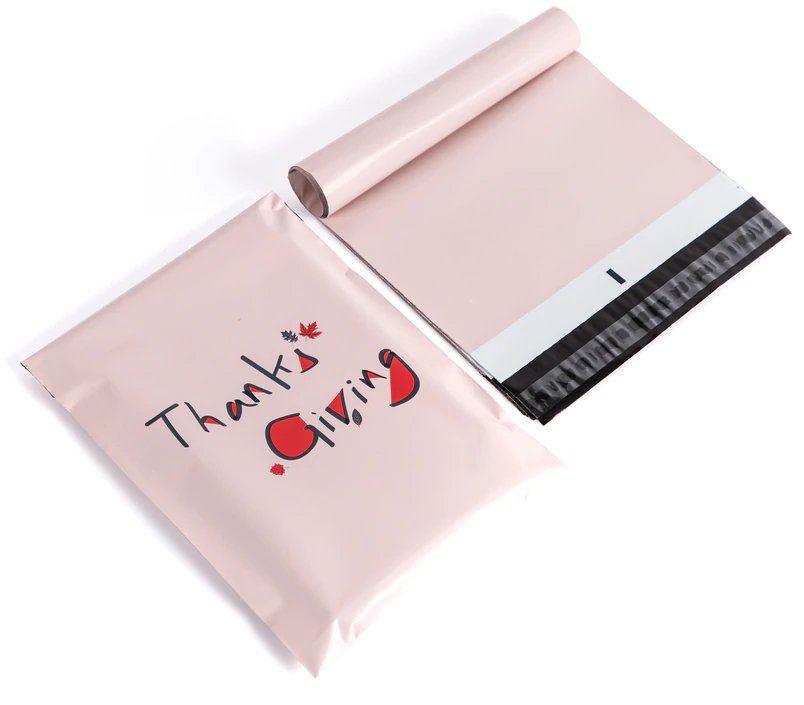 Thanksgiving Poly Mailers Size 10x13 Pink Fall Shipping Bags