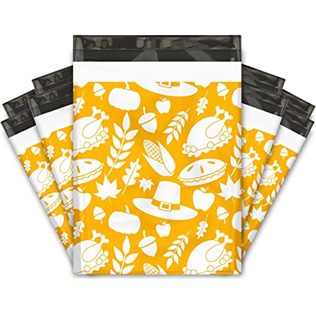 Thanksgiving Yellow Poly Mailers Size 10x13 Colorful Shipping Bags