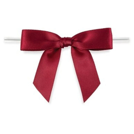 Burgundy - Bow with Twist Tie - 2-3/4" Width Bow - 4" Twist Tie
