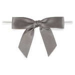 Grey - Bow with Twist Tie - 2-3/4" Width Bow - 4" Twist Tie