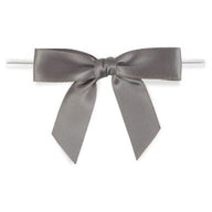 Grey - Bow with Twist Tie - 2-3/4" Width Bow - 4" Twist Tie