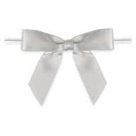 Pewter - Bow with Twist Tie - 2-3/4" Width Bow - 4" Twist Tie
