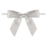 Pewter - Bow with Twist Tie - 2-3/4" Width Bow - 4" Twist Tie
