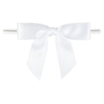 White - Bow with Twist Tie - 2-3/4" Width Bow - 4" Twist Tie