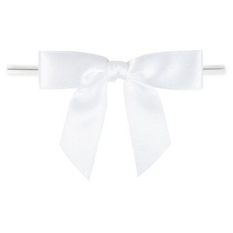 White - Bow with Twist Tie - 2-3/4" Width Bow - 4" Twist Tie