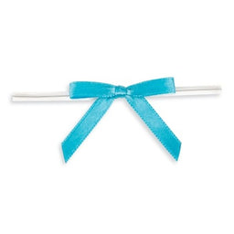 Island Blue - Bow with Twist Tie - 1-5/8" Width Bow - 3" Twist Tie