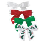 Xmas (Emerald / White / Red) - Bow with Twist Tie - 3-1/2" Width Bow - 4" Twist Tie