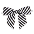 Black/White Diagonal Stripe - Bow with Twist Tie - 3-1/2" Width Bow - 4" Twist Tie