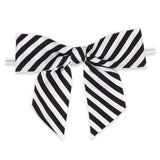Black/White Diagonal Stripe - Bow with Twist Tie - 3-1/2" Width Bow - 4" Twist Tie