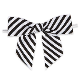 Black/White Diagonal Stripe - Bow with Twist Tie - 3-1/2" Width Bow - 4" Twist Tie