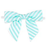 Blue/White Diagonal Stripe - Bow with Twist Tie - 3-1/2" Width Bow - 4" Twist Tie