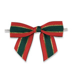 Grosgrain Christmas - Bow with Twist Tie - 3-1/2" Width Bow - 4" Twist Tie