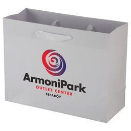 Uptown White - Twill Ribbon Handle Gift Bag - 13 x 5 x 10"