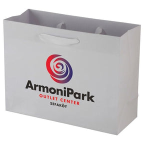 Uptown White - Twill Ribbon Handle Gift Bag - 13 x 5 x 10"