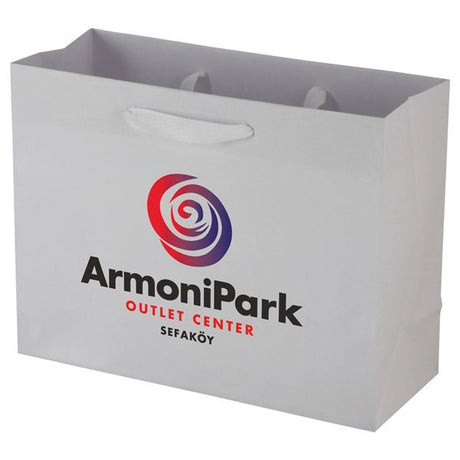 Uptown White - Twill Ribbon Handle Gift Bag - 13 x 5 x 10"
