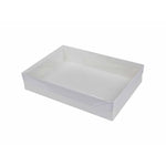 White Swirl Base / Clear Lid - Presentation Box - 10 x 7 x 2"