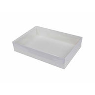 White Swirl Base / Clear Lid - Presentation Box - 10 x 7 x 2"