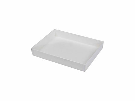 White Swirl Base / Clear Lid - Presentation Box - 7-3/8 x 5-3/8 x 1"