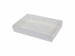 White Swirl Base / Clear Lid - Presentation Box - 8-5/8 x 5-5/8 x 1-3/8"