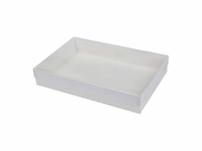 White Swirl Base / Clear Lid - Presentation Box - 8-5/8 x 5-5/8 x 1-3/8"
