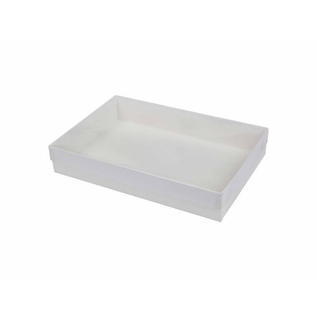 White Swirl Base / Clear Lid - Presentation Box - 9-5/8 x 6-3/8 x 1-5/8"