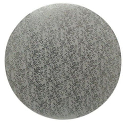 Rose Design Embossed Silver Foil - Round Cake Drum - 18" Round