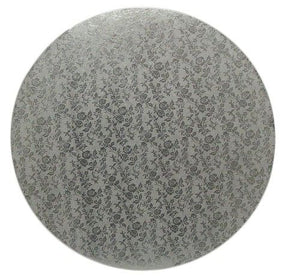 Rose Design Embossed Silver Foil - Round Cake Drum - 18" Round