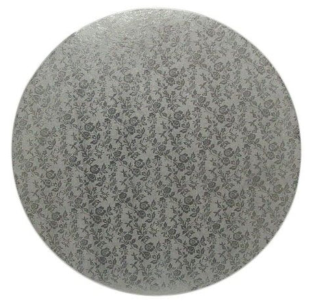 Rose Design Embossed Silver Foil - Round Cake Drum - 22" Round