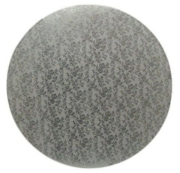 Rose Design Embossed Silver Foil - Round Cake Drum - 10" Round