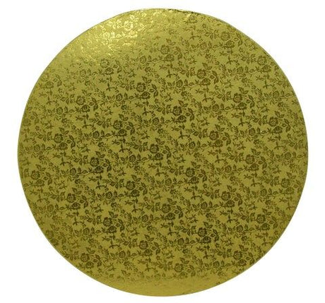 Rose Design Embossed Gold Foil - Round Cake Drum - 12" Round