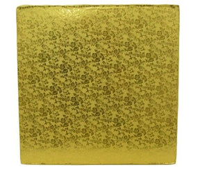 Rose Design Embossed Gold Foil - Square Cake Drum - 12" Square