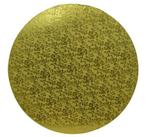 Rose Design Embossed Gold Foil - Round Cake Drum - 16" Round
