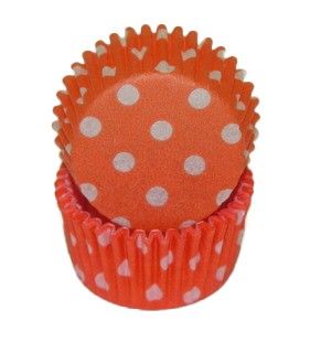 Polka Dot Orange - Baking Cup - 1-3/8 (Dia) x 3/4" (H)