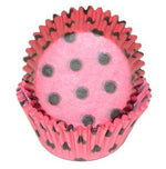Hot Dots - Hot Pink W/Brown Dots - Baking Cup - 2" (Dia) x 1-1/4" (H)