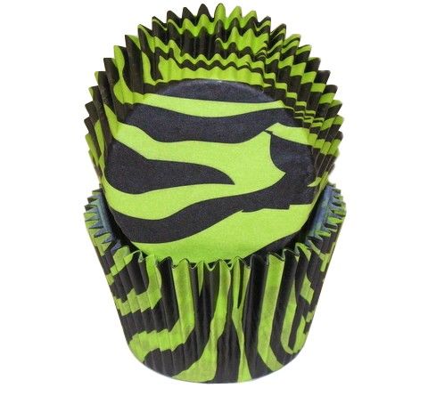 Zebra Black/Green - Baking Cup - 2-7/16 (Dia) x 2" (H)