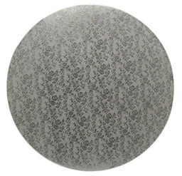 Rose Design Embossed Silver Foil - Round Cake Drum - 16" Round
